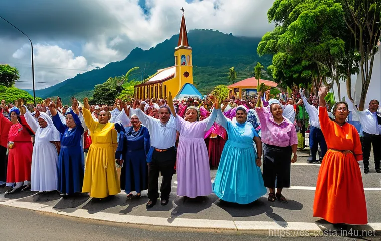 코스타리카 종교와 신앙 - **Prompt 1: Diverse Youth Spirituality in Nature**
    A group of diverse young Costa Ricans, all dr...