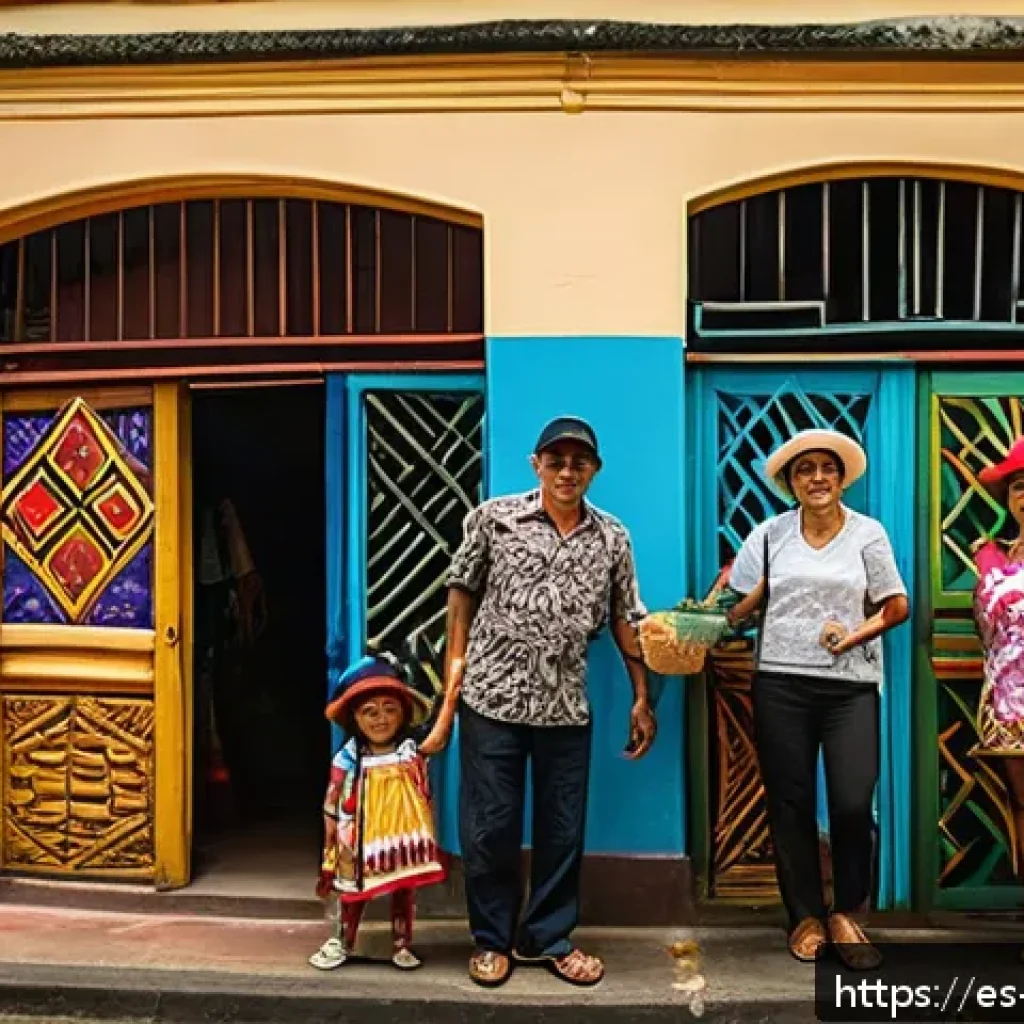 코스타리카 인기 드라마 및 영화 - A vibrant urban scene depicting a Costa Rican family of diverse ages and backgrounds engaging warmly...